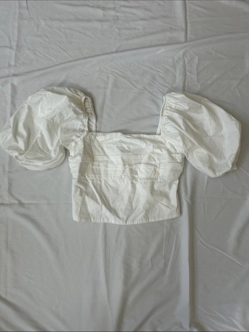 White off shoulder Puff Sleeve crop Top large